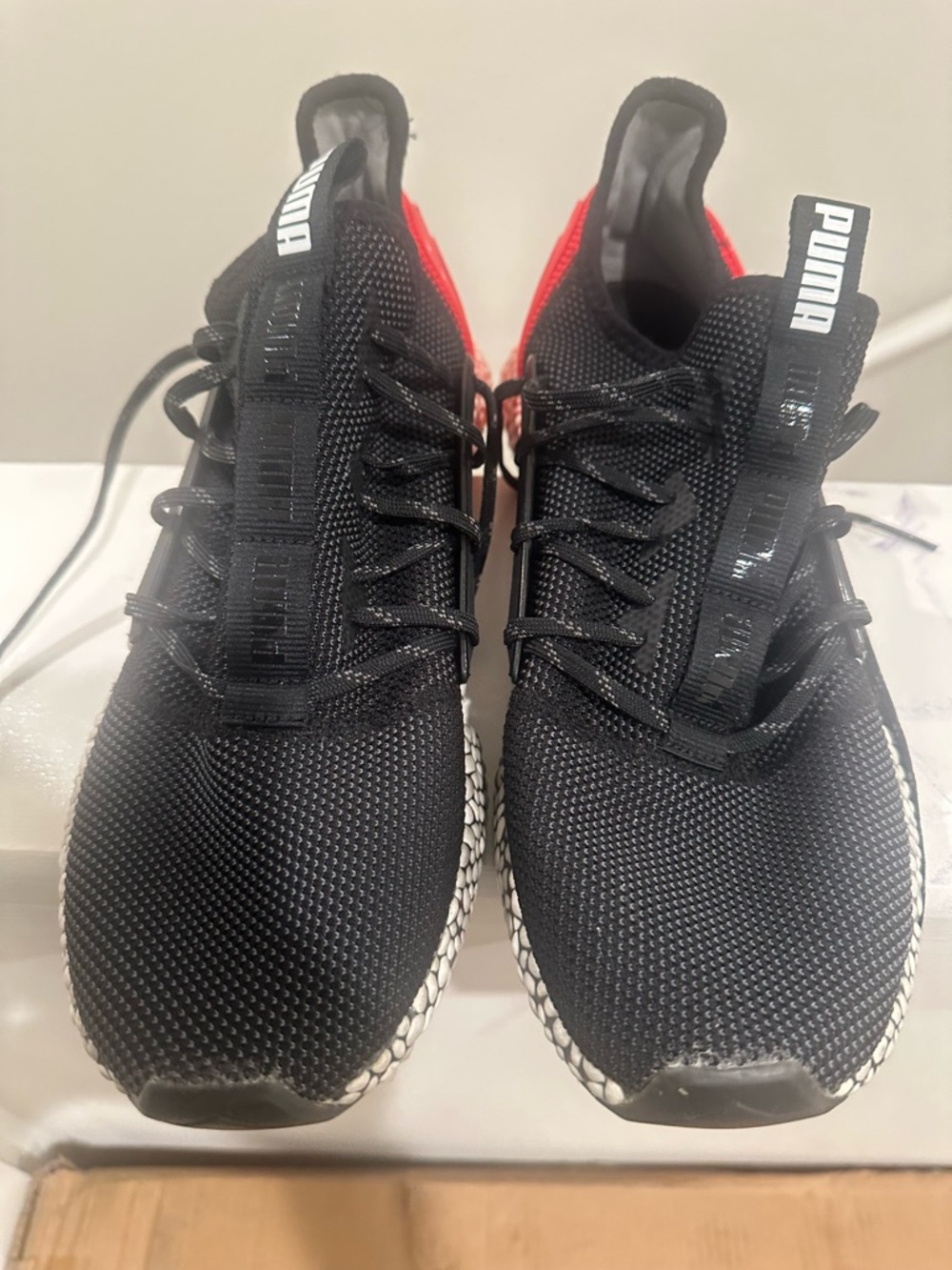 Puma Black Sneakers with Red Heel Tabs